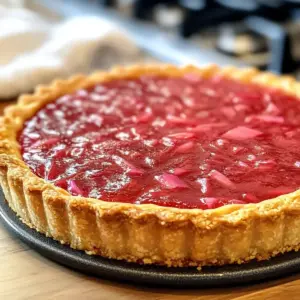 Süße Rhabarberpudding-Tarte