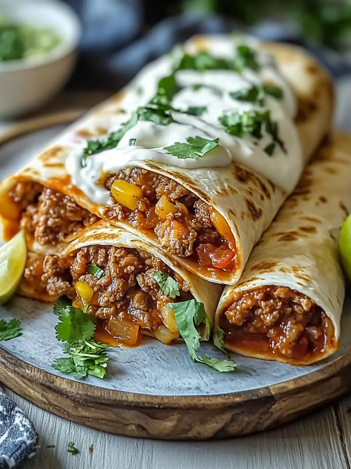 Rinderhackfleisch-Burritos mit Chipotle