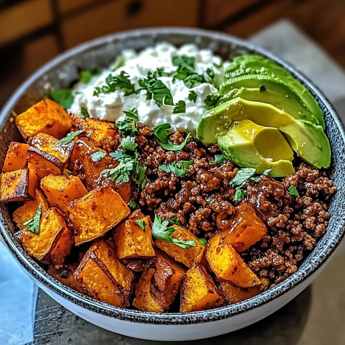 Rinderhackfleisch Hot Honey Schüssel