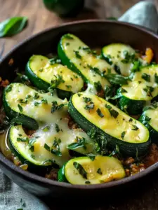 Herzhafte Rinderhackfleisch Zucchini-Boote