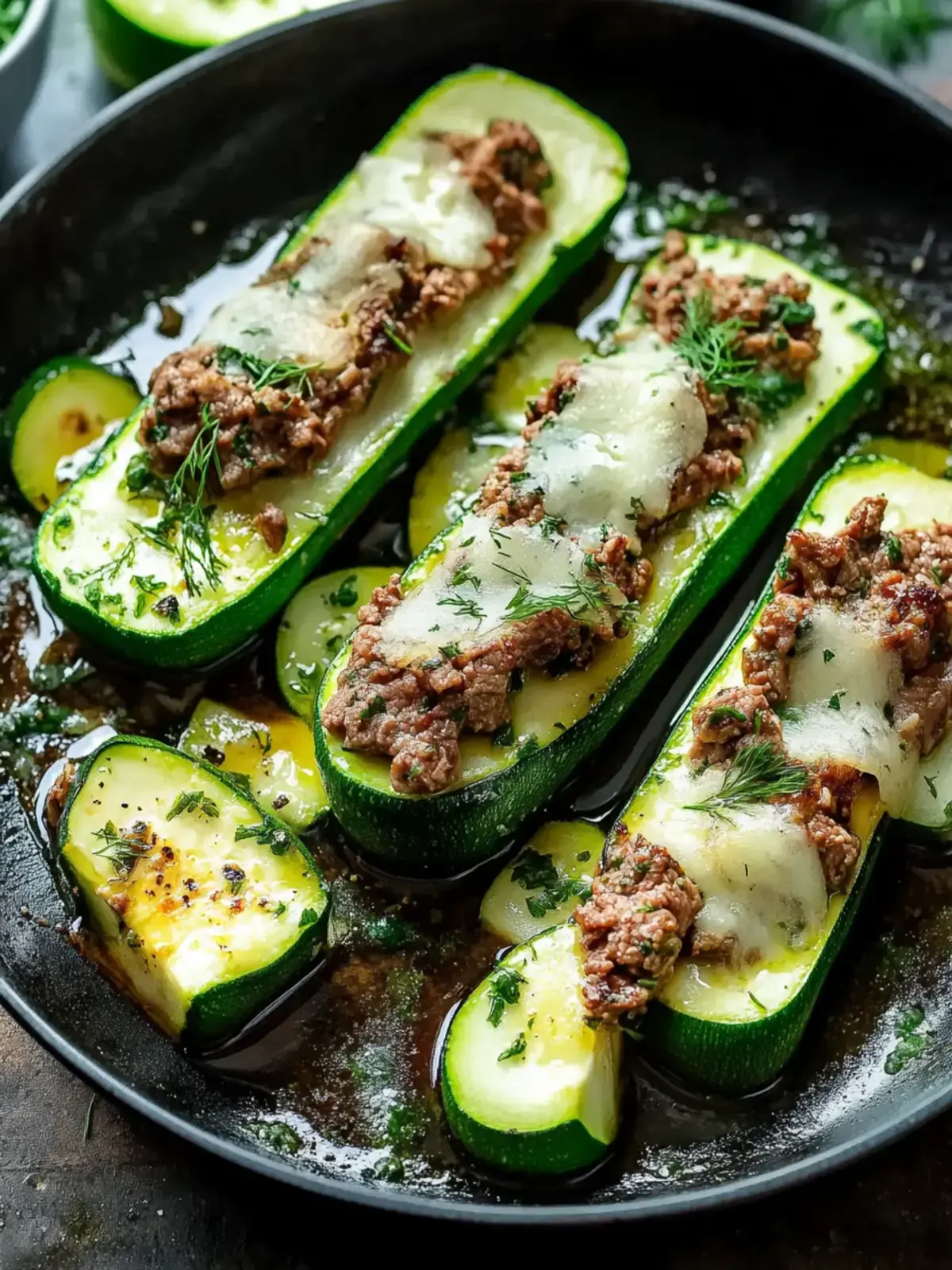 Rinderhackfleisch Zucchini Boote