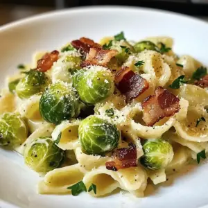 Cremige Rosenkohl-Pasta mit Räucherspeck