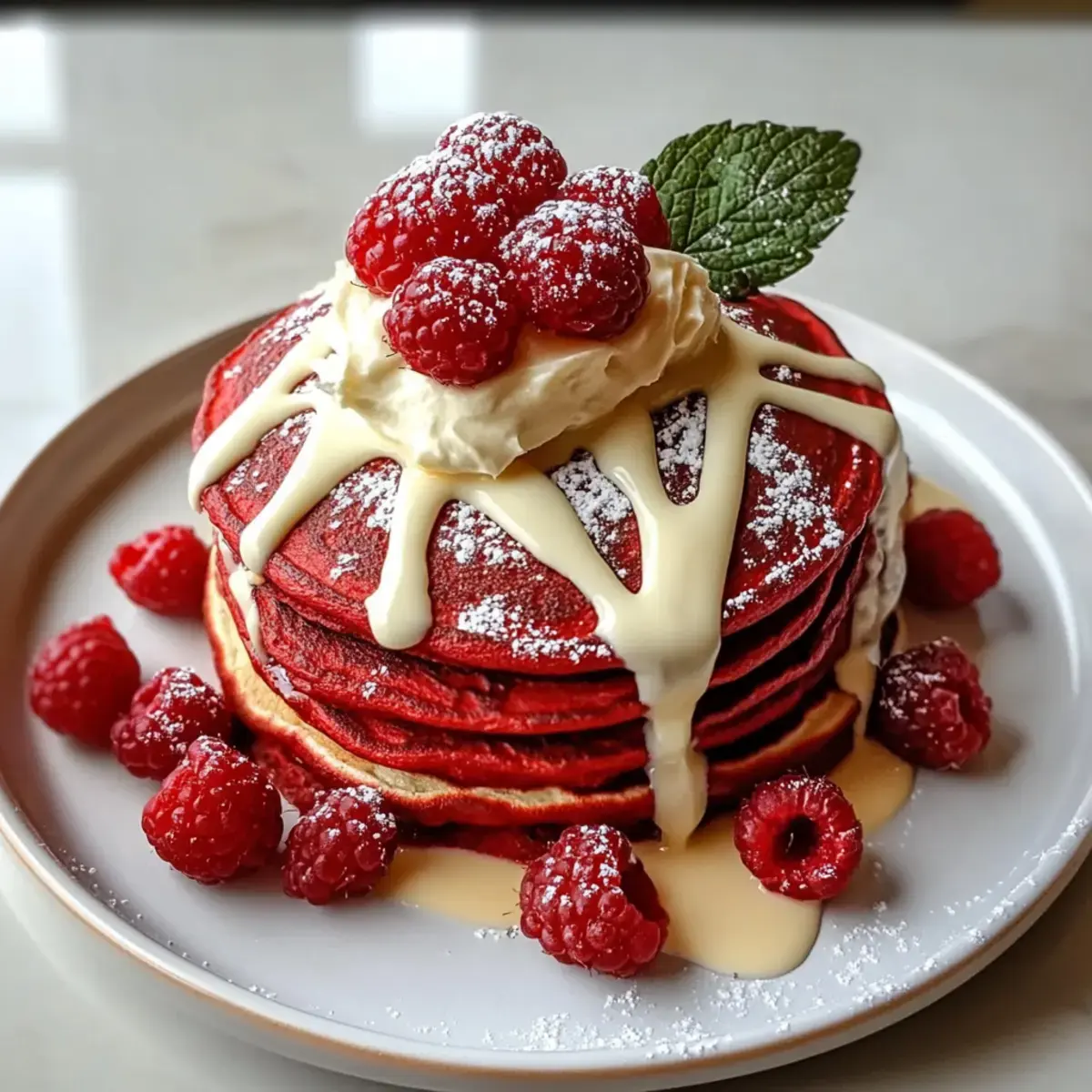 Rote Samt-Pfannkuchen