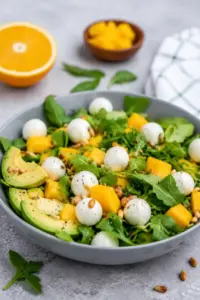 Rucola Mango Salat mit Pinienkernen