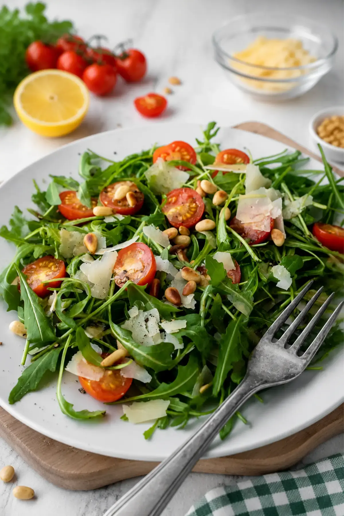 Rucola Salat mit Tomaten und Parmesan
