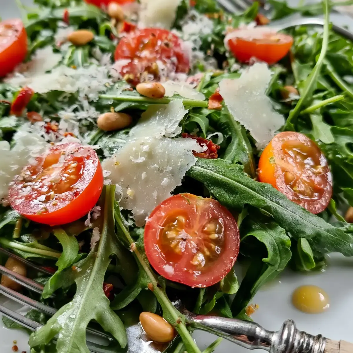 Rucola Salat mit Tomaten und Parmesan