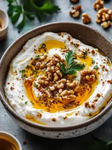 Scharfer Ricotta-Dip mit scharfen Honig und Walnüssen