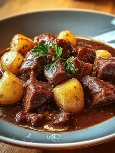 Saftiges Schmorgericht mit Rindfleisch und Kartoffeln