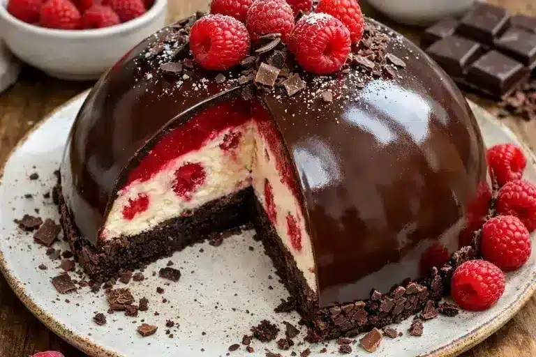 Schokoladen Himbeer Käsekuchen Dome
