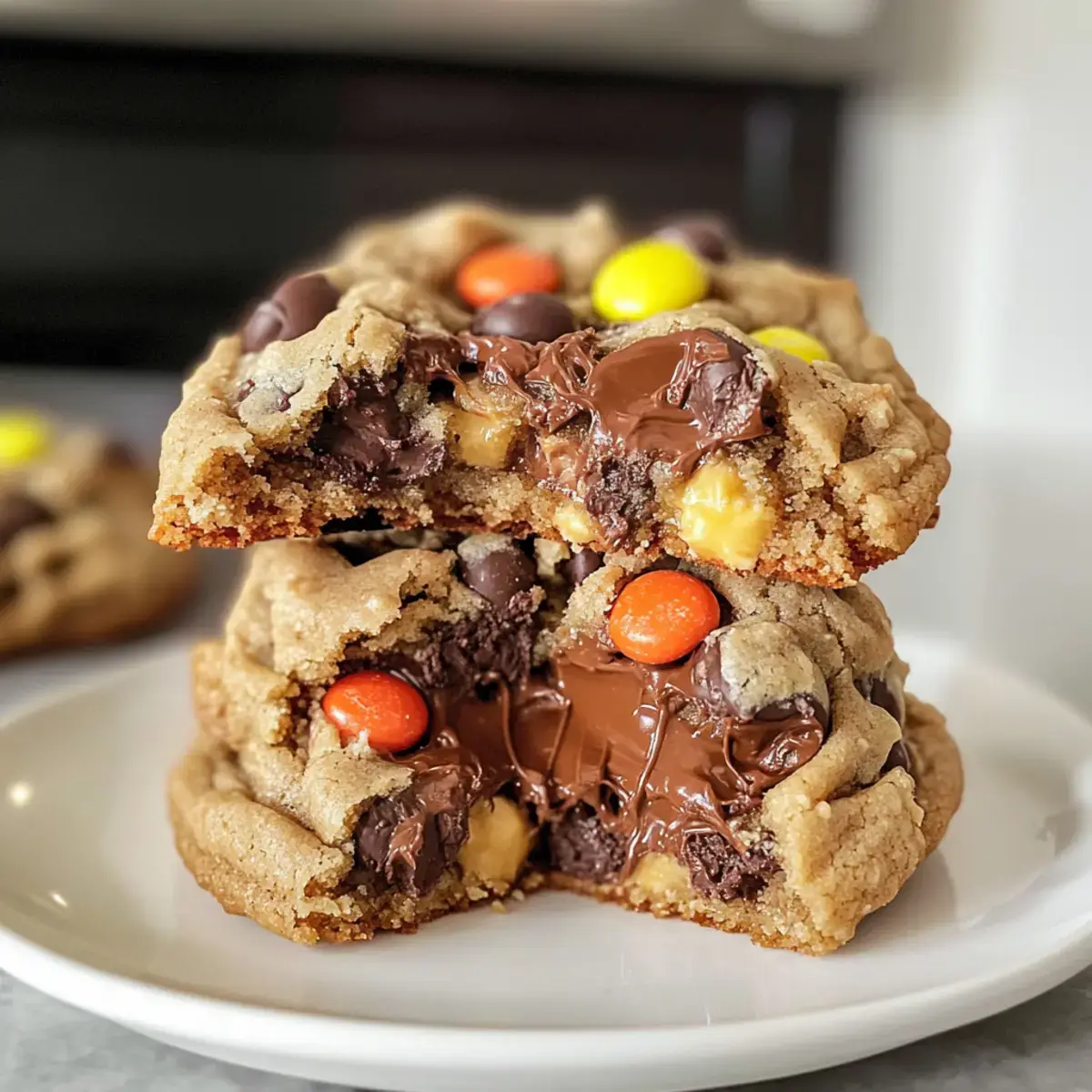 Irresistible Schokoladenkekse gefüllt mit Erdnussbutter & Nutella 2 Schokoladenkekse gefüllt mit Nutella