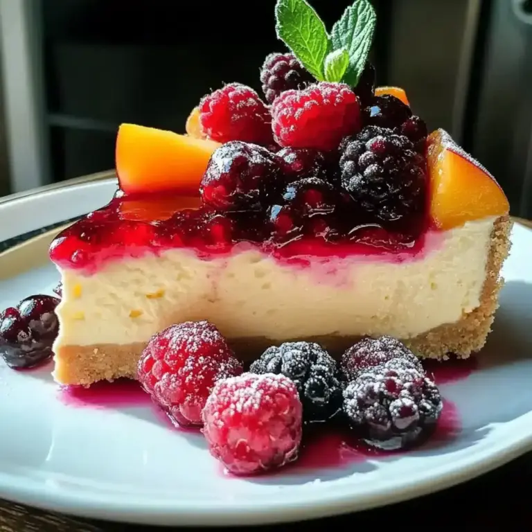 Sommerbeeren- und Pfirsichkäsekuchen