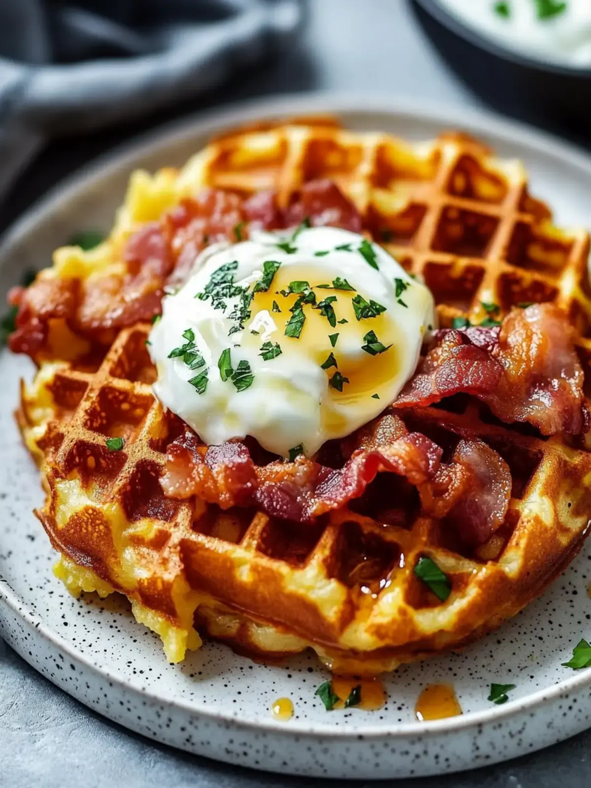 Speck und Käse Hashbrown Waffeln