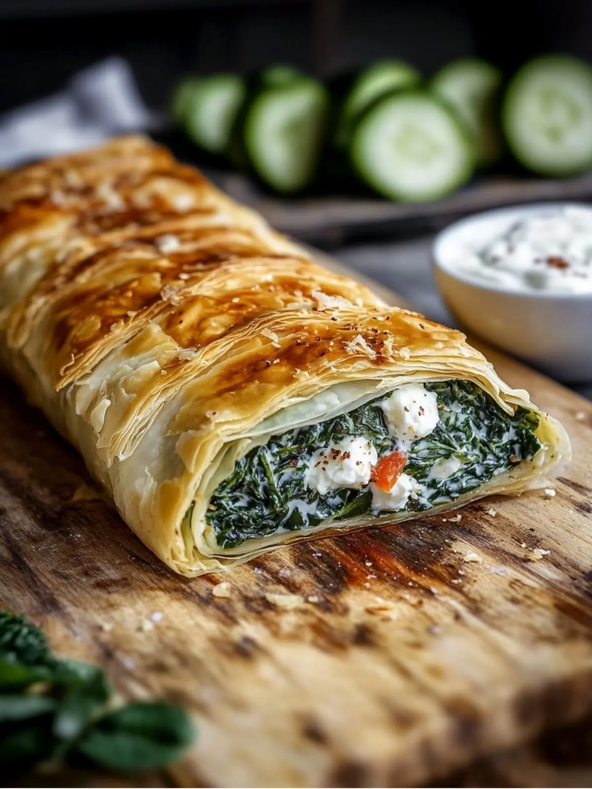 Spinatstrudel Mit Feta Und Tzatziki 2 Spinatstrudel mit Feta