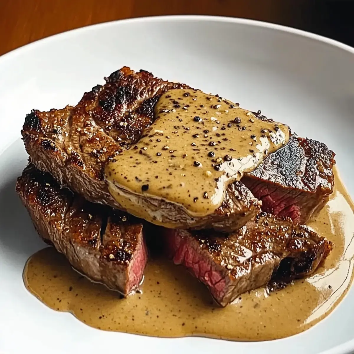 Steak mit cremiger Pfeffersauce
