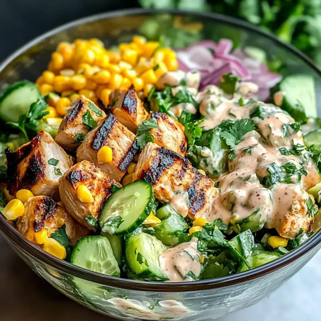 Straßenmais Cremiger Gurken Hähnchensalat