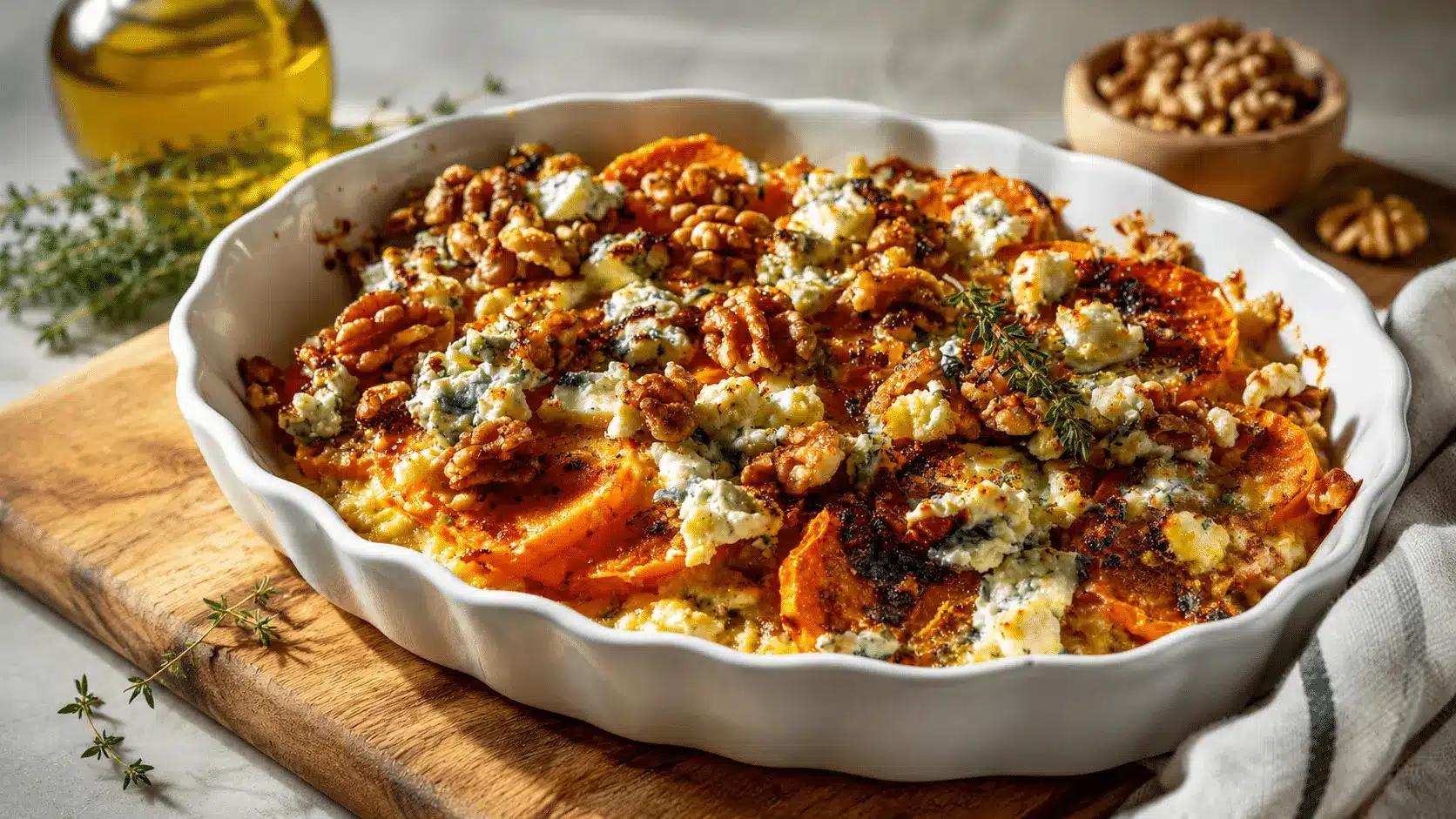 Süßkartoffelgratin mit Feta