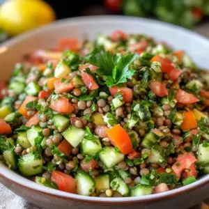 Glutenfreier Tabbouleh mit Linsen