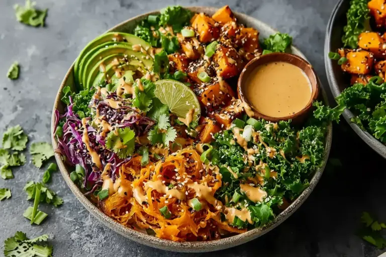 Thai Erdnuss Süßkartoffel Buddha Bowl