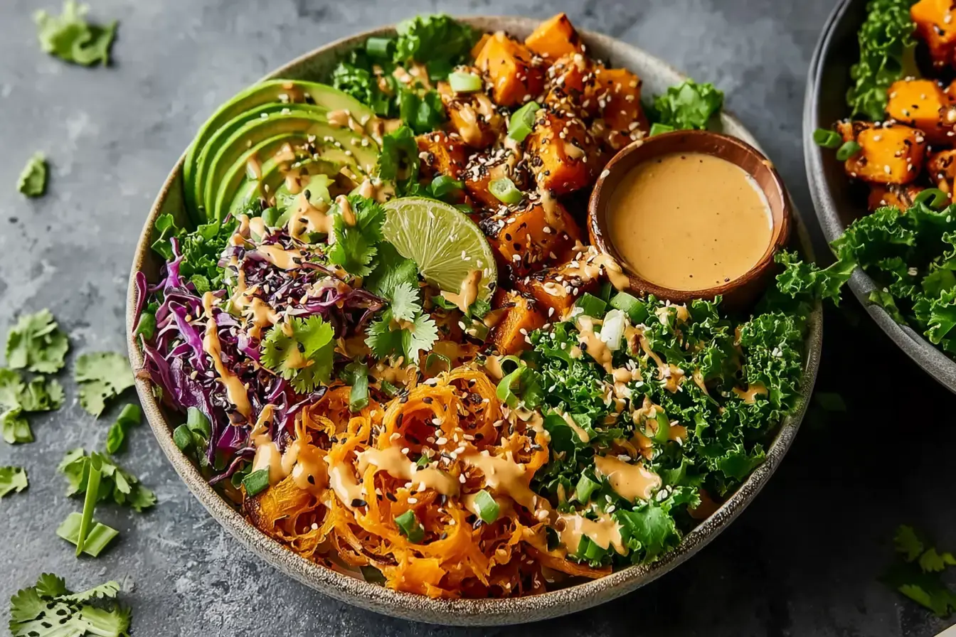Thai Erdnuss Süßkartoffel Buddha Bowl