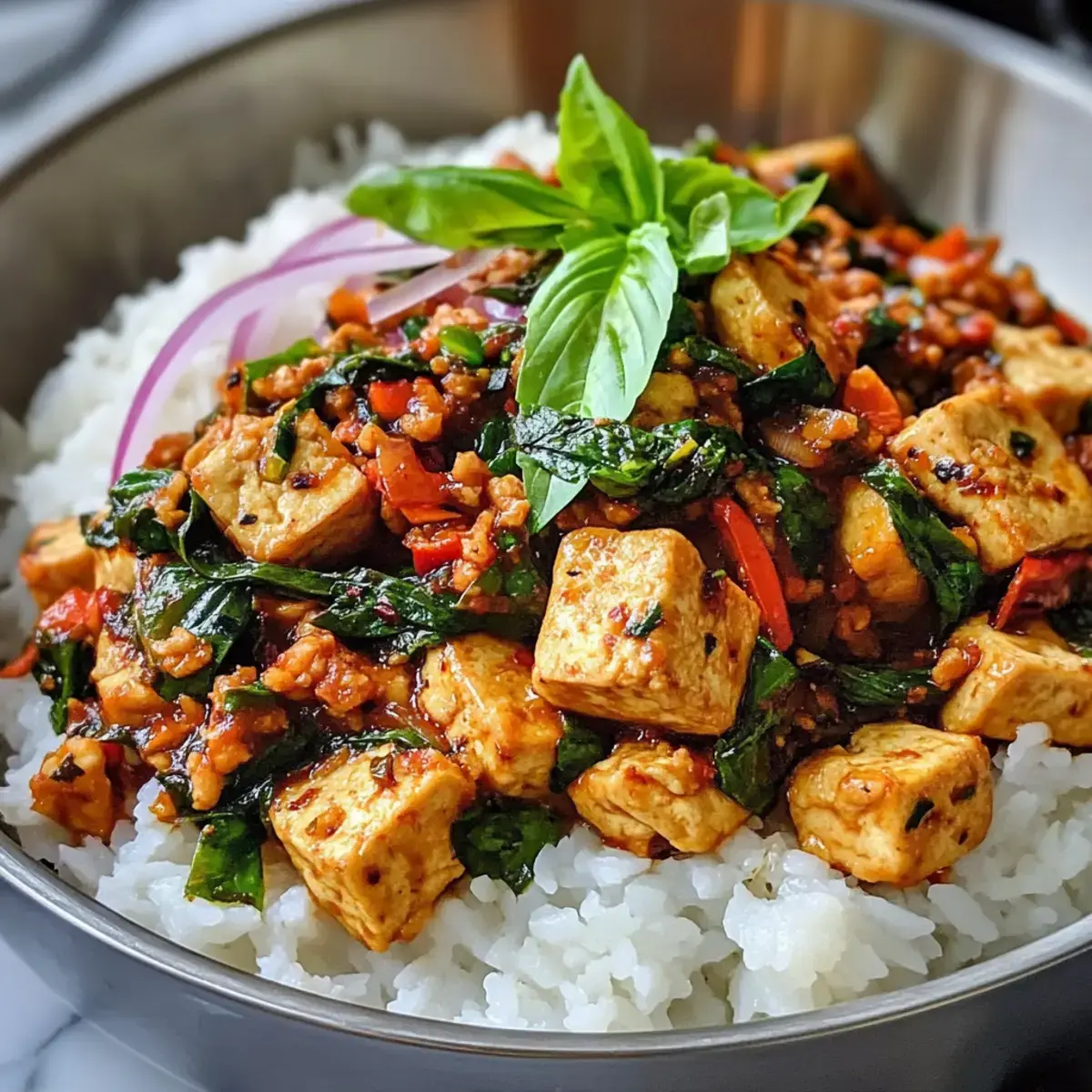 Thailändisches Basilikum Tofu