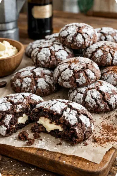 Einfache Tiramisu-Crinkle-Kekse – weich, schokoladig und unwiderstehlich 2 Tiramisu Crinkle Kekse