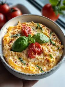 Tomaten Frischkäse Dip mit Basilikum