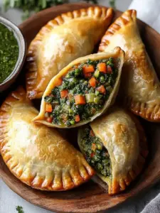 Linsen und Gemüse Vegane Empanadas mit Chimichurri