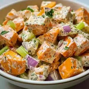 Veganer Jamaikanischer Kartoffelsalat mit Süßkartoffeln