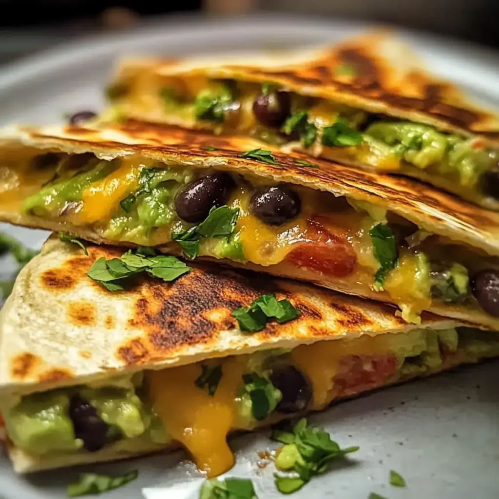 Vegetarische Avocado- und schwarze Bohnen-Quesadilla