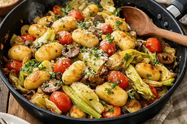 Vegetarische Gnocchi Pfanne mit Spitzkohl