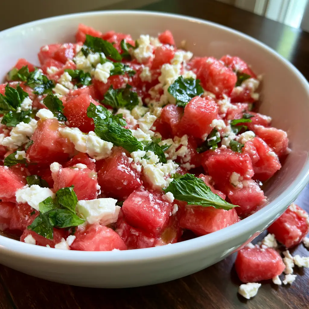 Wassermelonen-Feta-Minz-Salat - LNNRW 2 Wassermelonen-Feta-Minz-Salat