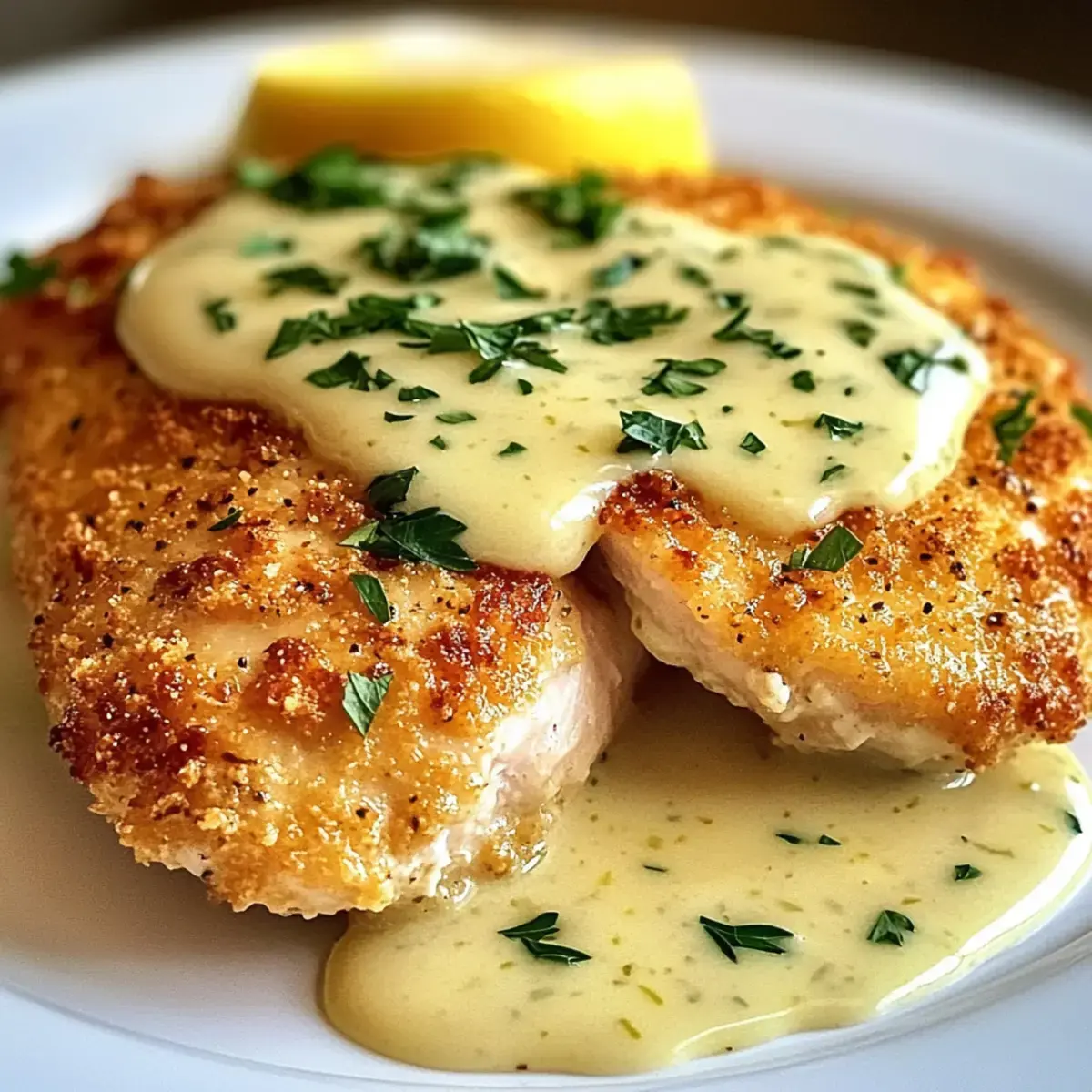 Zitronen-Pecorino-krustiertes Hähnchen