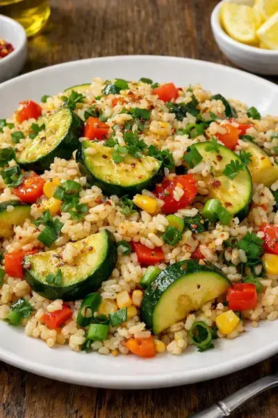 Zucchini Reis Pfanne