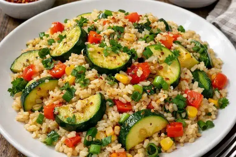 Zucchini Reis Pfanne
