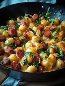 Cremige Kielbasa Gnocchi Pfanne