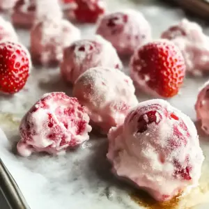 Erfrischende gefrorene Erdbeer-Joghurt-Clustern