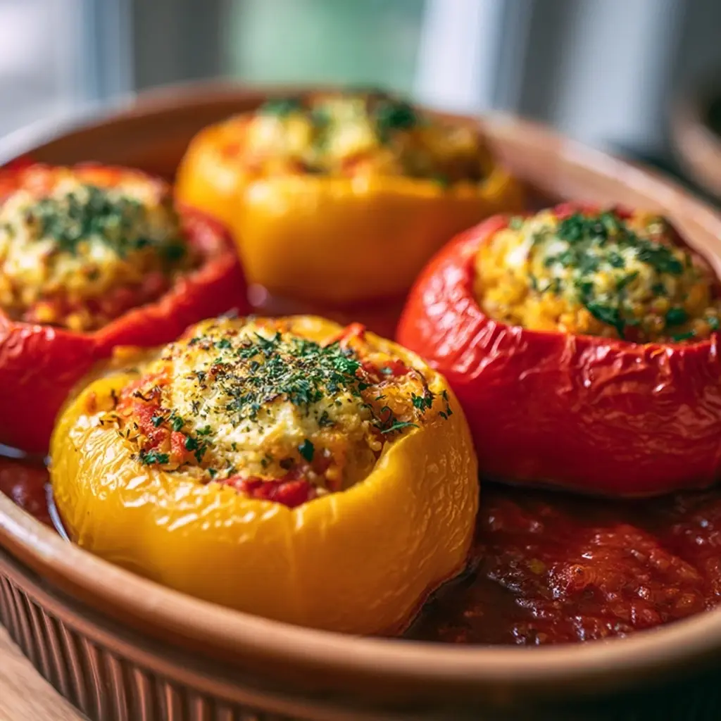 gefüllte Paprika mit Hüttenkäse