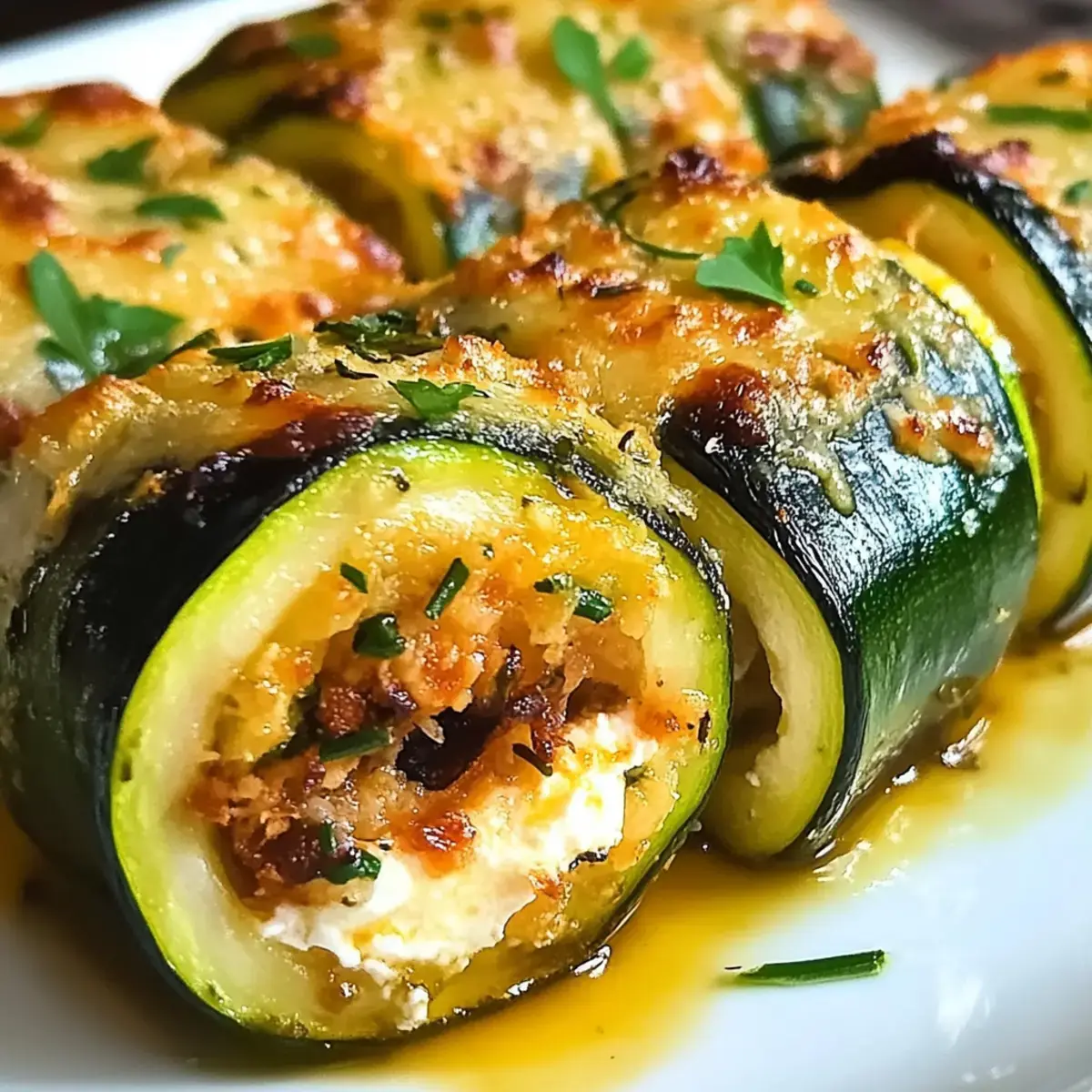 Gefüllte Zucchini-Röllchen: Gesund und einfach hergestellt 2 gefüllte Zucchini-Röllchen
