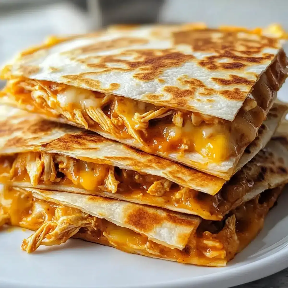 Knusprige Hühnchen-Quesadillas: Einfaches, leckeres Rezept 2 knusprige Hühnchen-Quesadillas
