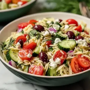 Schneller mediterraner Orzo-Pastasalat