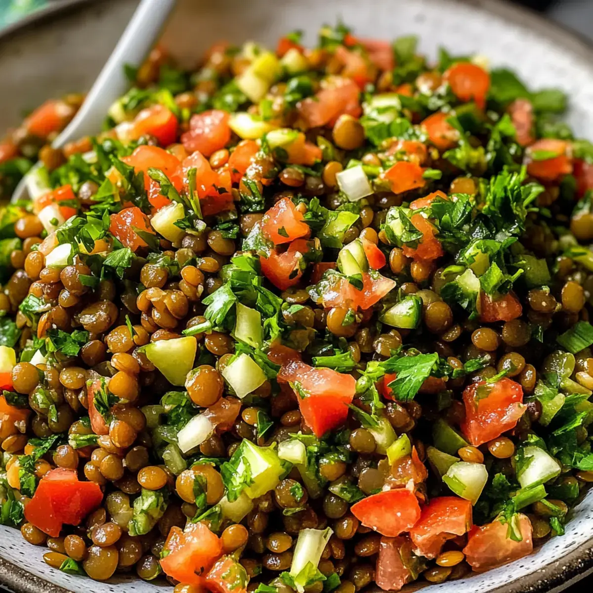 mediterraner gehackter Linsensalat