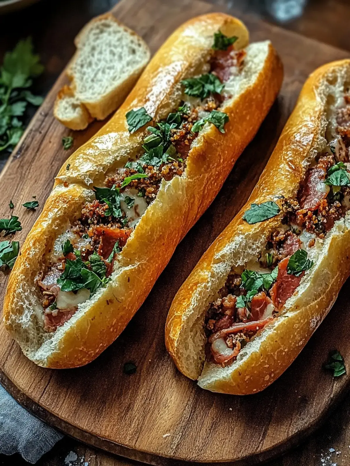 Überbackene Hackfleisch-Baguettes