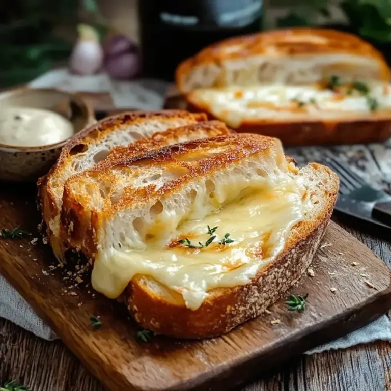 Überbackenes Käsebrot mit Schinken