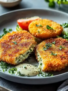 Knuspriger Airfryer Kohlrabi Schnitzel Kräuter mit Dipgenuss