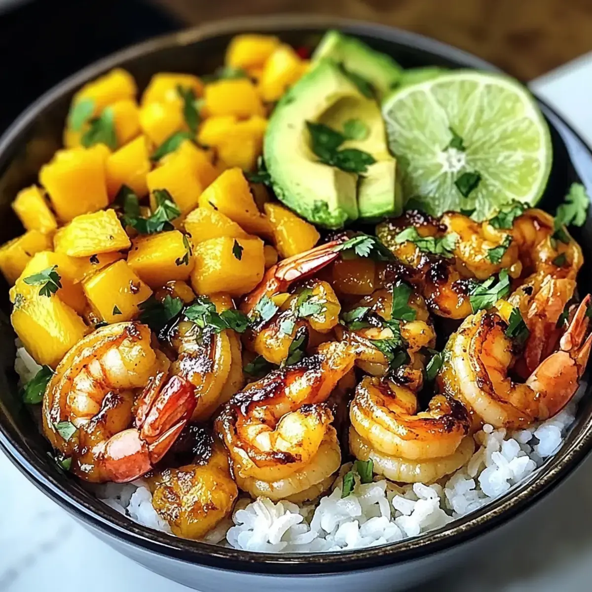 Garnelen Avocado Mango Schalen