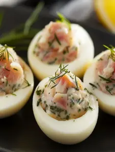 Cremige gefüllte Eier mit Thunfisch