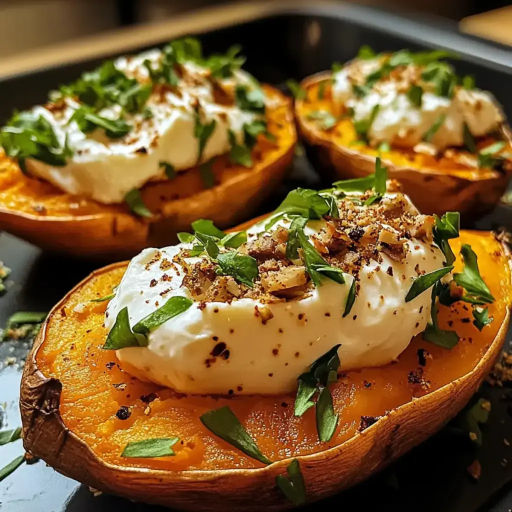 Gefüllte Süßkartoffeln mit Burrata – Ein einfaches, köstliches Gericht