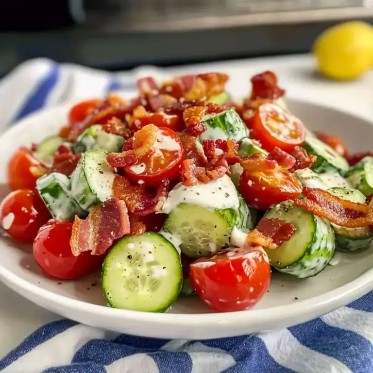 Unwiderstehlicher Gurken-Tomaten-Salat mit Bacon und Ranch-Dressing