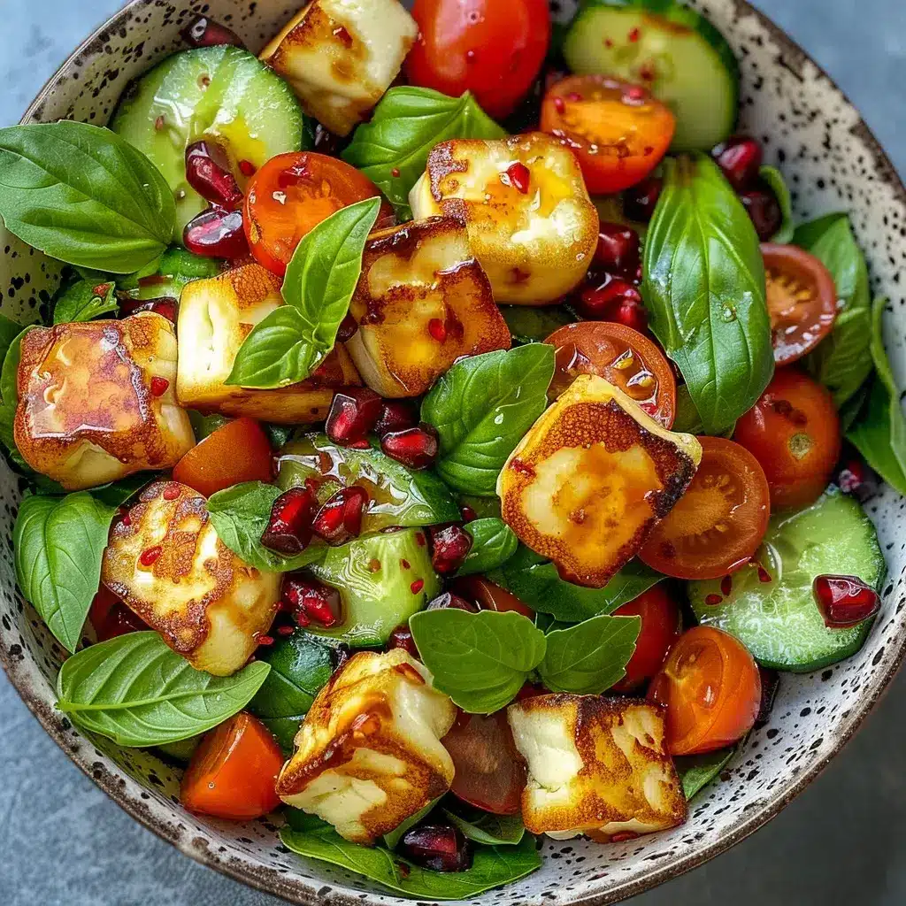 Frischer Halloumi-Granatapfel-Salat