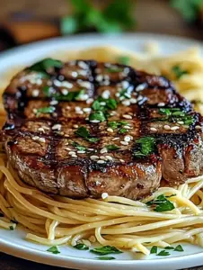 Saftige Honig-Knoblauch-Steaks mit Pasta